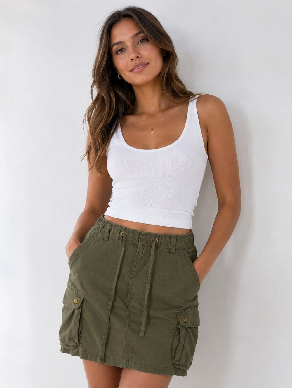 🍃 J.Crew Silk Linen Cargo Mini Skirt Size 4 Olive Green Utility Skirt